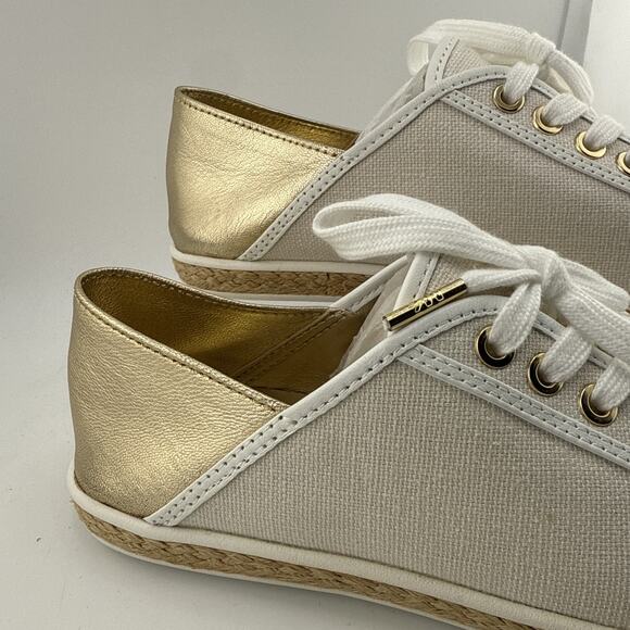 MICHAEL Kors Women’s Kristy Slides Tie Canvas Sneaker W/ Gold Accents Size 6 NIB - Picture 2 of 12